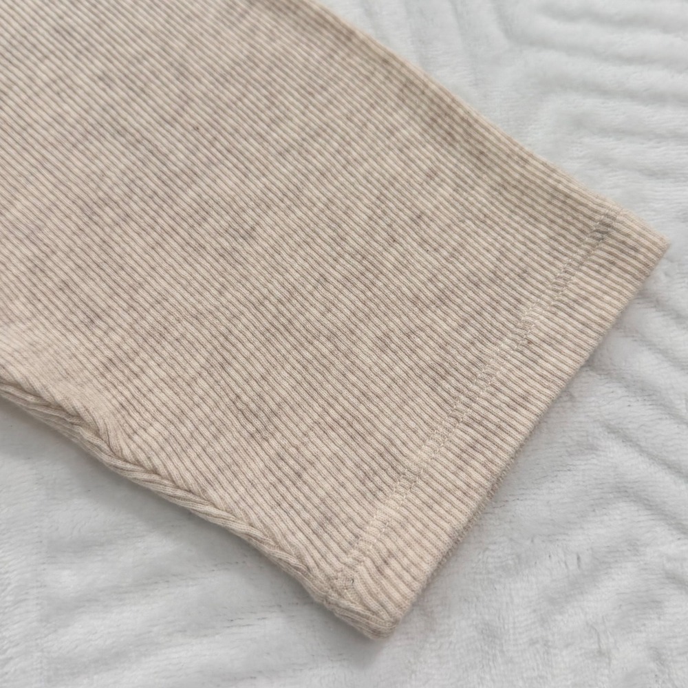 Quince Women's Organic Cotton Micro-Rib Elbow Sleeve Tee Medium Heather Oatmeal - Picture 7 of 7